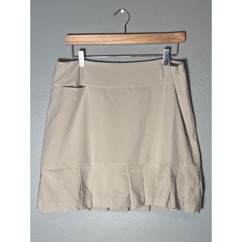 Golftini Women’s Sz 12 Ruffled Pleated Golf Skirt Skort Beige Cream Preppy Luxe - Picture 2 of 10